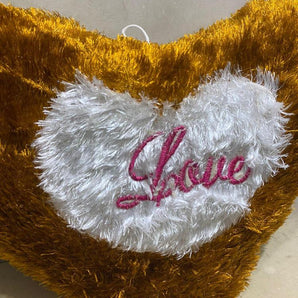 1 Pc Love Embroidered Furry Heart Cushion With Filling